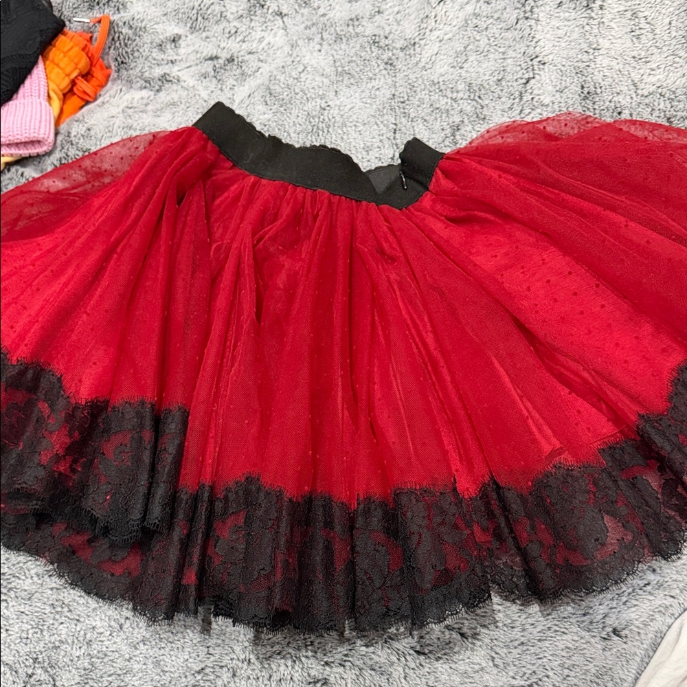 Elegant Red and Black Lace girls Skirt